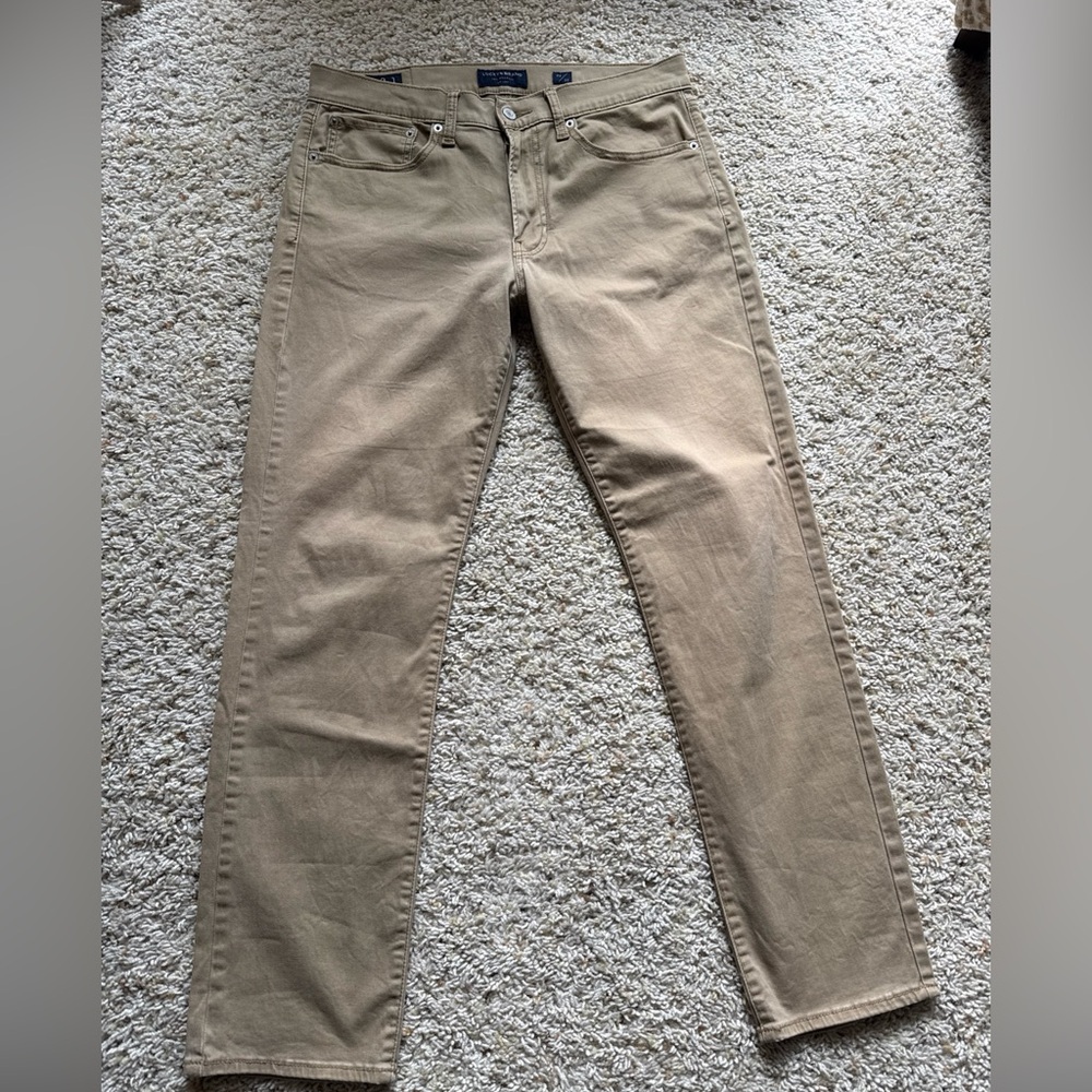 Lucky Brand 121 Slim Straight Jeans 32x30 Tan Khaki Stretch Denim Mens Casual